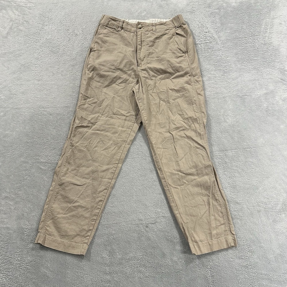 Uniqlo Linen Blend Pants Women Small Beige Relaxed Boho Casual